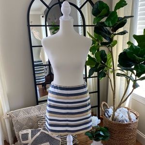 JCrew Skirt Size 00 blue and gold striped